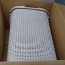 Mind Reader 60L Slim Laundry Hamper, Clothes Basket, Lid, Wicker Design, Plastic, 17.65"L x 13.75"W x 24.15"H, Ivory