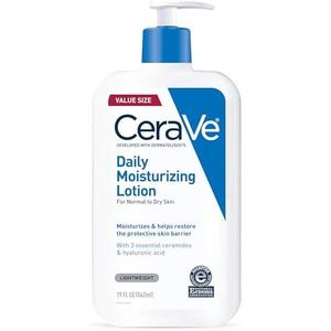 CeraVe Daily Moisturizing Lotion for Dry Skin, Body Lotion & Face Moisturizer with Hyaluronic Acid and Ceramides, Daily Moisturizer, Fragrance Free, Oil-Free, 19 Ounce