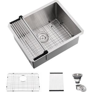 Stainless Steel Laundry Sink Undermount-Hovheir 21x18x12 Stainless Steel Utility Sink Undermount Sink 16 Gauge Single Bowl Deep Laundry Room Kitchen Sink (Brushed Nickel)