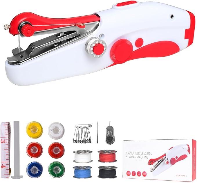 Handheld Sewing Machine, Mini Portable Electric Sewing Machine for Beginners Adult, Fast Stitch Suitable for Fabrics, Clothes, DIY Home Travel