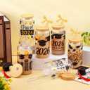 SiliFine 6 Pcs 2026 Graduation Gifts Class of 2026 Graduation Glass Cups with Lids and Straws 16 oz Grad Drinking Tumbler Graduate Iced Coffee Cup for College High School Student Grad Party Favor Gift