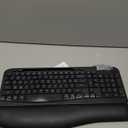 Ergonomic Wireless Keyboard with Cushioned Wrist Rest, Wave Keys, Phone Holder, Comfortable Natural Typing, 2.4GHz Full Size Cordless USB Computer Keyboard for Windows, Mac OS, Laptop, PC (Black)