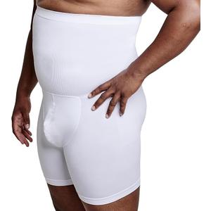 QORE LOGIQ Tummy Control Shapewear Compression Shorts, Waist Compression, Mens Shapewear Tummy Control, Girdles for Belly Fat & Shapewear for Men, White 4XL