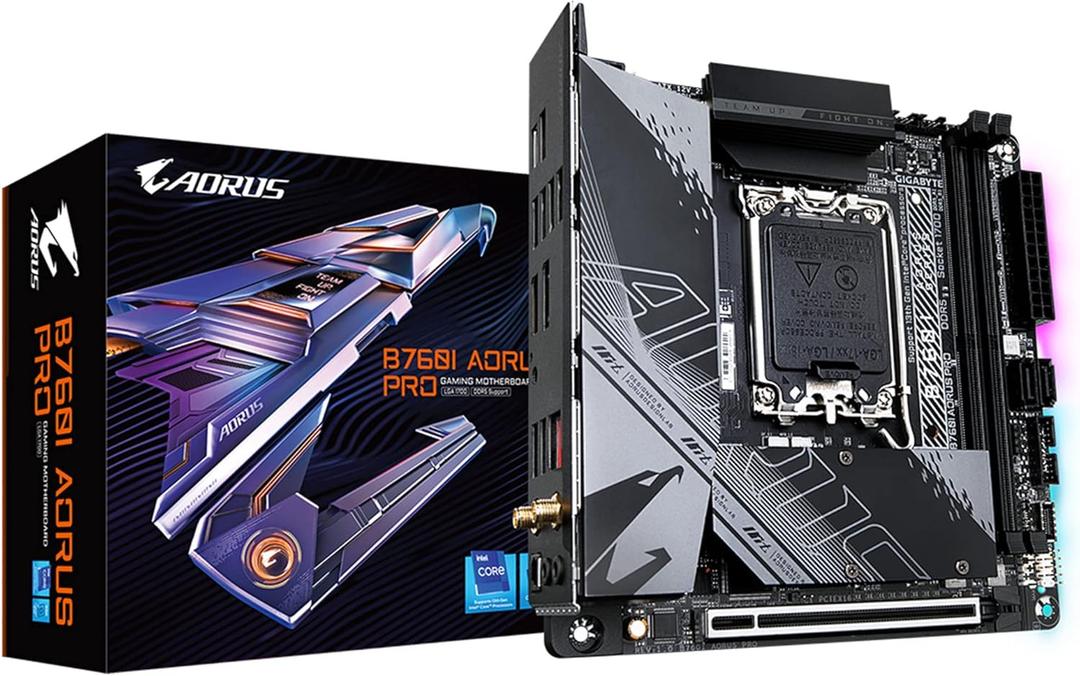 GIGABYTE B760I AORUS PRO (LGA 1700/ B760/ Mini-ITX/ DDR5/ Dual M.2/ PCIe 4.0/ USB 3.2 Gen2X2 Type-C/WiFi 6E/ Intel 2.5GbE LAN/Q-Flash Plus/Motherboard)