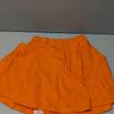 Basic Solid Stretchy Cotton High Waist A-line Flared Casual Skater Mini Skirt, Orange, Small