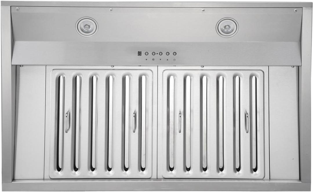 KOBE IN2648SQB-1100-5A Deluxe 48" Built-In/ Insert Range Hood, 6-Speed, 1100 CFM, LED Lights, Baffle Filters, Stainless steel