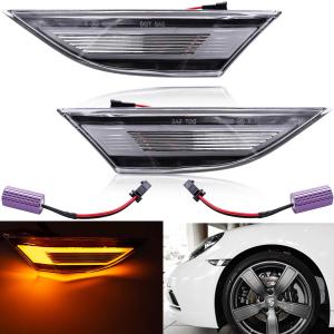 LED Side Marker Lamp Light Kit for Porsche 911 991.1 Carrera S 4 4S Gts Targa 4s Turbo S Porsche 981 Cayman 781 Cayman B0xster Clear Lens Amber LED Front Turn Signal Lights with Canbus