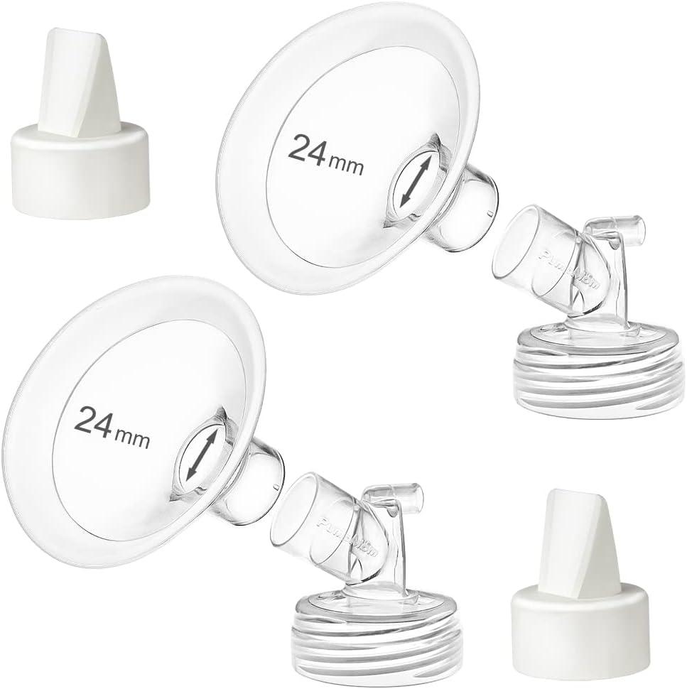 Pumpmom 24mm Flanges Compatible with Spectra S2 Spectra S1 9 Plus Synergy Gold Breastpumps Accessories, Replacement Breast Shield to Spectra Pump Parts and Spectra Flange