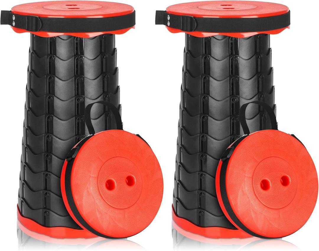 Esup 2 Pack Folding Camping Stool, Collapsible Stool Portable Lightweight Retractable Folding Stools Seat Fishing Outdoors Indoors Kitchen Max Load 400lbs
