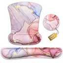 Wrist Rest Support Ergonomic Gel Mouse Pad & Memory Foam Keyboard Set Non-Slip Rubber PU Base Easy Typing and Relieve Wrist Pain Mouse Mat for Computer Office - Pink Marble