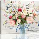 Christian Wall Art Bible Verses Pictures Wall Decor Rustic Floral Canvas Country Flower Print Painting Framed Modern Home Artwork For Bathroom Bedroom Living Room Kitchen Office 20"x16"