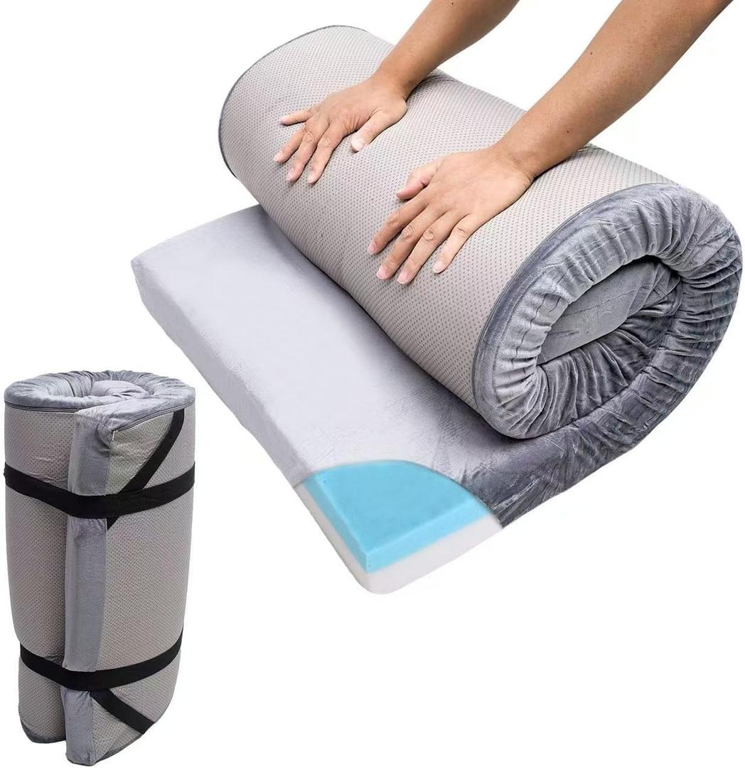 Memory Sponge Camping Mattress is Suitable for Adult Waterproof Sleeping mats, roll up Floor mattresses, Foldable mattresses, and Guest mattresses. (Queen:80X60X3")