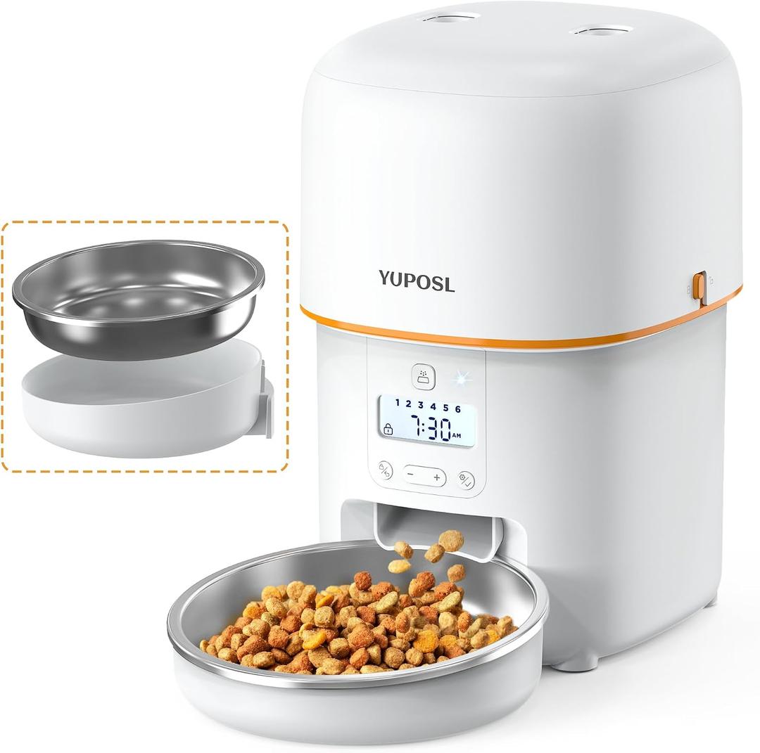 Yuposl Automatic Cat Feeders - 2L Cat Food Dispenser Easy to Use, Timed Automatic Pet Feeder with Over 180-day Battery Life, 1-6 Meals Dry Food Programmable Portion Control Also for Dogs