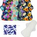 6pcs/Set Resuable Washable Incontinence Pads, Waterproof Organic Bamboo Resuable Menstrual Pads Sets, Including 5pcs Heavy Flow Cloth Mama Sanitary Napkins + 1pc Mini Wet Bag