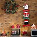 23'' Wood Merry Christmas Sign for Front Door Hanging Wreath Rustic Vintage Santa Claus Farmhouse Wall Art Ornament for Yard Fireplace Love Joy Seasonal Holiday Outside Home Kitchen Prouch Decoration