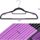 Tonswachic Pack of 30 Coat Hangers, Space-Saving Plastic Clothes Hangers, Non-Slip, 0.2 Inches Slim, 360 Swivel Silver Hook for Shirts, Pants, Suit & Wet/Dry Garments, Purple and Black, 30Pack