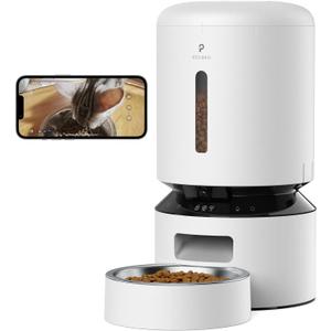 PETLIBRO Automatic Cat Feeder with Camera, 1080P HD Video with Night Vision, 5G WiFi Pet Feeder with 2-Way Audio, Low Food & Blockage Sensor, Motion & Sound Alerts for Cat & Dog Single Tray (White)