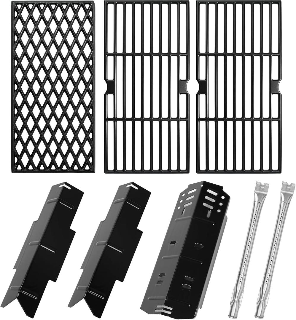 Hisencn Grill Parts for Dyna-Glo 3 Burner DGH373CRP-D, DGF371CRP-D Grills, 15.4" Grill Burner Tubes, Heat Plates & Cooking Grates, Grill Replacement Parts Kit for Dyna Glo