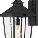 zeyu 22 Inch Outdoor Lights for House, 1-Light Outdoor Wall Sconce for House Porch, Die-Cast Aluminum with Seeded Glass, Black Finish, ZW105B-M BK
