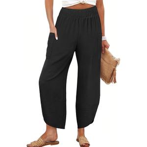 Women's Capri Pants Black XL Anrabess
