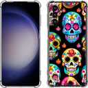 Galaxy A35 5G Case,Sugar Skulls Flowers Drop Protection Shockproof Case TPU Full Body Protective Scratch-Resistant Cover for Samsung Galaxy A35 5G