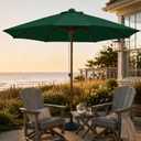 9FT Patio Umbrella, Outdoor Table Umbrella with Rope Pulley Lift, 3 Adjustable Heights, Market Umbrellas for Backyard, Pool and Deck, UPF50+