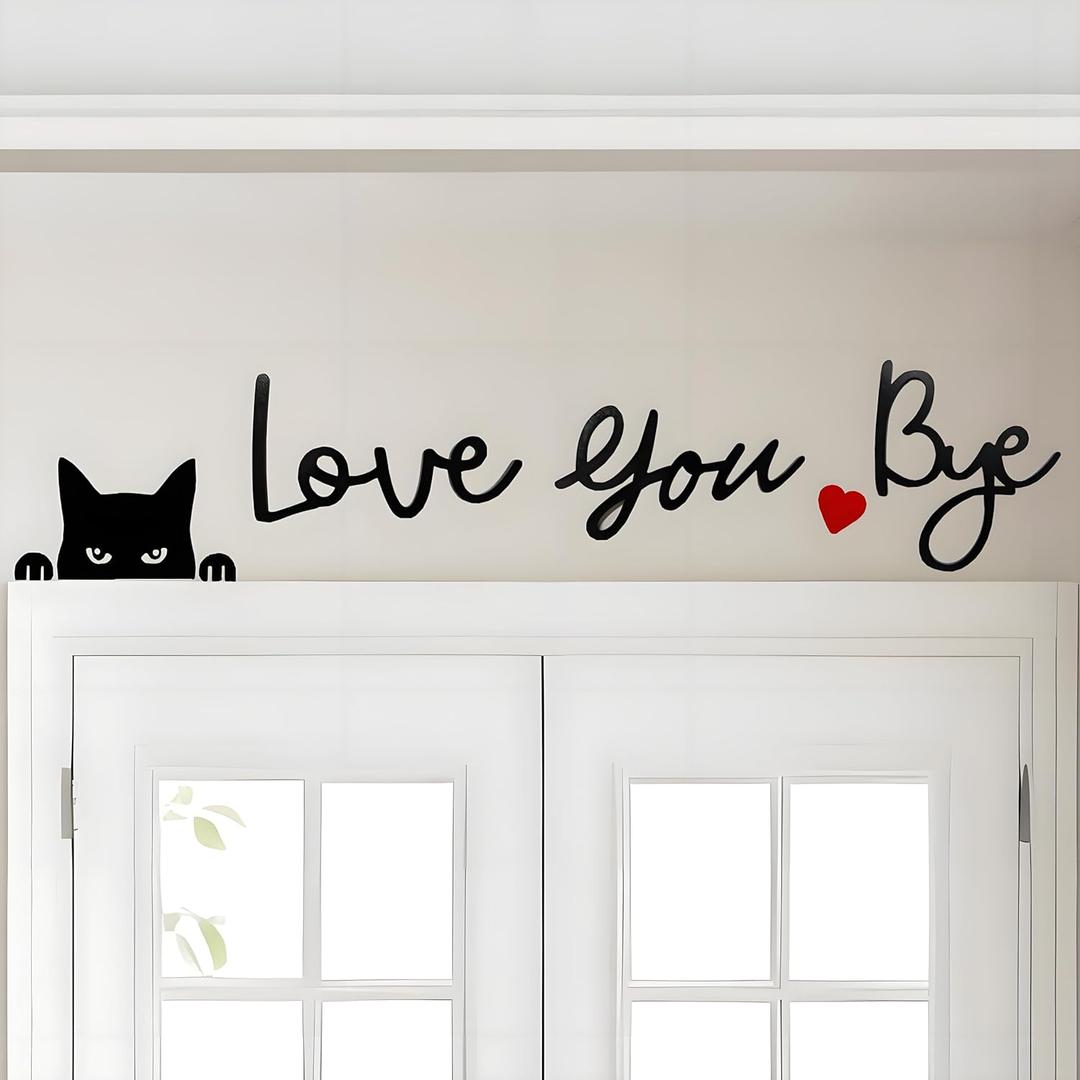 3 x Love You Bye Wood Signs Wall Decor 43",Home Decor with Cats Cute Signs,Modern Entryway Hallway Wall Boho Art Decorations Express Love and Warm Family Door Decor Sign