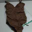 RXRXCOCO Women Tummy Control One Piece Swimsuits Slimming Shapewear Crisscross Back Bathing Suit (Brown, XL)