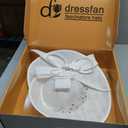 dressfan Vintage Fascinator Hats for Women,Linen Pearl Fascinator for Derby Church Wedding Tea Party (White)