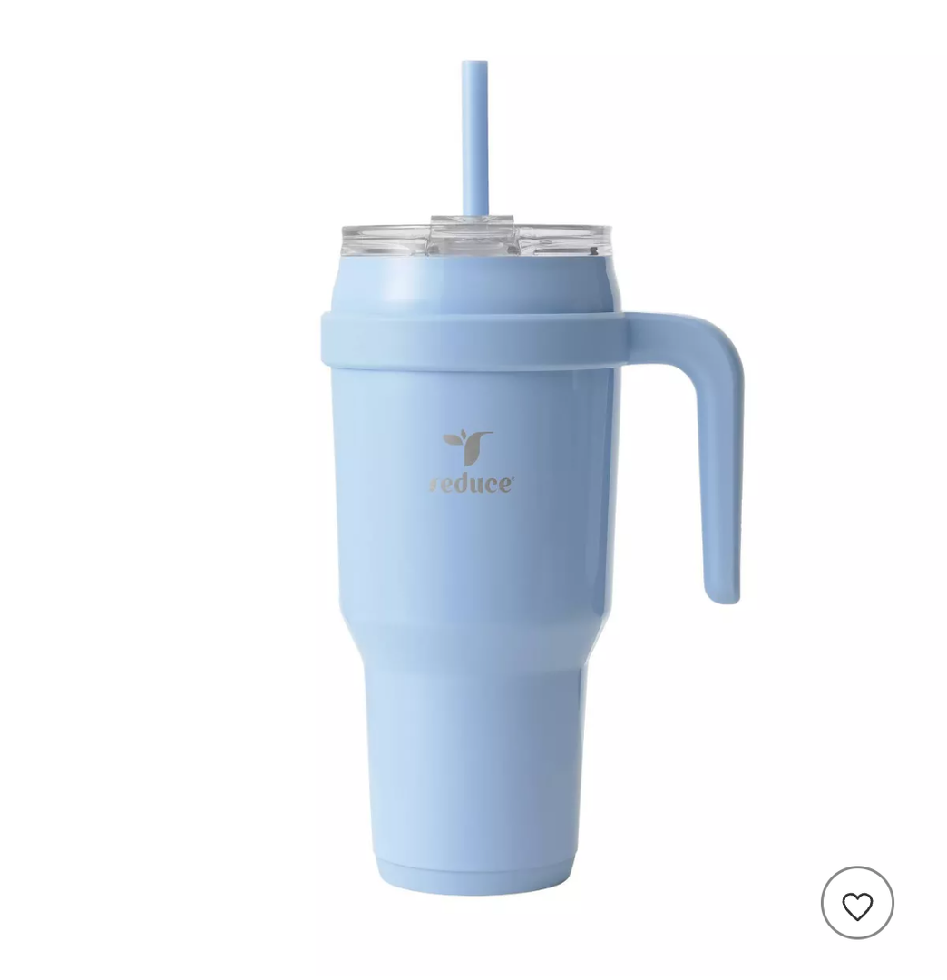 REDUCE 40 oz Stainless Steel Tumbler with Handle - Dual-Wall Vacuum Insulated Travel Mug, Sweat-Proof Lid & Reusable Straw - Keeps Drinks Cold for 24 Hrs, Fits Cupholders, Dishwasher Safe - Matcha
