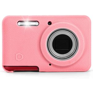 Soft Silicone Camera Case Compatible with Kodak PIXPRO FZ55 Digital Camera, Top Grain Leathr Silicone Cover (Chalk Pink)