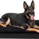 KSIIA Dog Crate Bed Waterproof Extra Large Dog Bed Soft Rose Velvet Supportive Kennel Pad Egg Crate Foam with Removable Washable Cover & Non-Slip Bottom, 47 x 29 Inch, Black