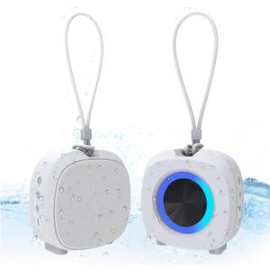 PEICHENG Speaker, Small Portable Bluetooth Wireless IPXa5 Waterproof Shower Speaker,Loud Stereo Sound Deep Bass,Dual Pairing, RGB Lights,Long Playtime for Outdoor Party, Great Gift,1PC (White)