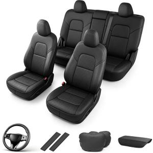 AOMSAZTO Custom Fit Seat Cover for Tesla Model Y 2020-2025 5 Seats Black
