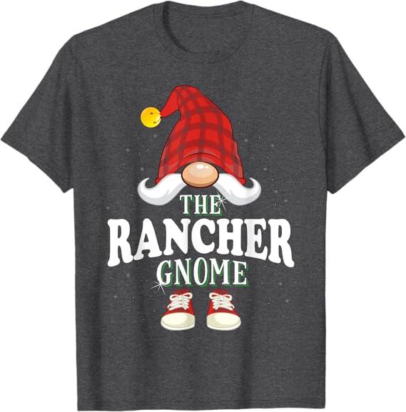The Rancher Gnome Family Christmas Pajama T-Shirt, Size L, Grey