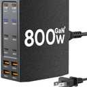 USB Charging Station (800W),12-Port USB C Charger Block with Dual 100W PD USB-C Fast Charging Station Hub for MacBook Pro/Air/All iPad Phone 17/16 15/14/13/Pro Max/Samsung Galaxy Note (Black)