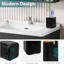 Boperzi Black Toothbrush Holders for Bathroom, Electric Toothbrush Holder with Bamboo Divider, Detachable Anti-Slip Toothbrush and Razor Holder Drainage for Shower, Toothbrush Organizer and Storage