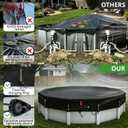 QH.HOME 24Ft Heavy Duty Winter Pool Cover,[Ultimate Windproof & Tear-Resistant Fabric],Snug Fit with Patented Ratchet & Weight Rings,Solar Pool Cover for Above Ground Pools, Blocks Leaves &Waterproof