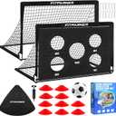 Soccer Goal,Backyard Soccer Goals for Kids 2 Pack,4x3/6x4 FT Portable Pop Up Soccer Nets with Target,Ball&Cones,Complete Training Equipment for Kids Youth Outdoor Sports Practice (Black)