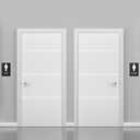 ASSURED SIGNS Bathroom Signs, Restroom Sign For Business - For Men and Women - 2 Pack - 9" by 6" - ADA Compliant with Braille - Strong Double-Sided Adhesives Included - Apply to Office, Home, Public Door/Wall (Black Male Female Sign)