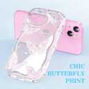 Compatible for iPhone 13 Case, Pretty Butterfly Print Three-Dimensional Wave Clear Case for Girls Women, Soft Full Package Anti-Fall Cover for iPhone 13, Pink Butterfly