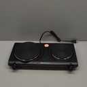 Elite Gourmet EDB-302BF Countertop Double Cast Iron Burner, 1500 Watts Electric Hot Plate, Temperature Controls, Power Indicator Lights, Easy to Clean, Black