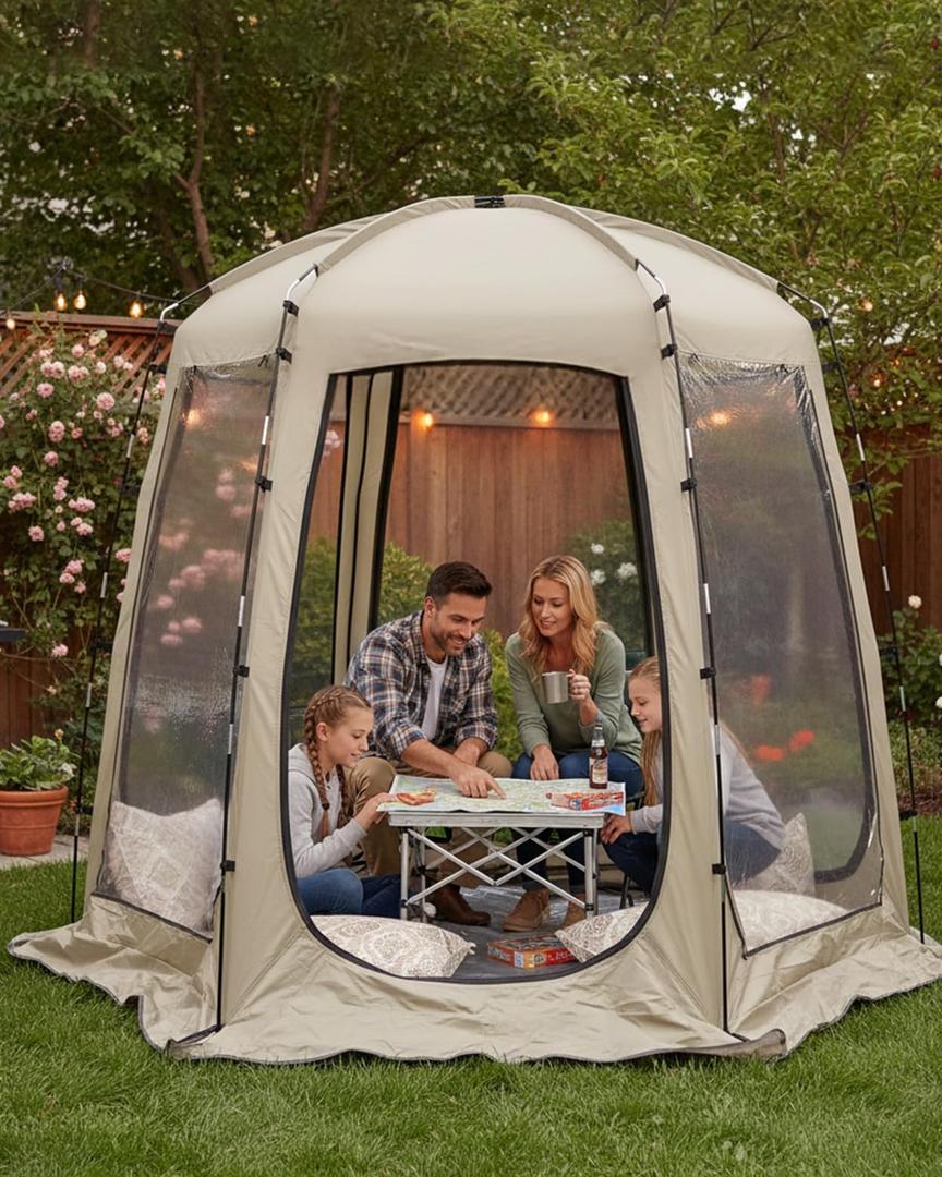 Abahub 3-5 People Clear Bubble Tent, Winter Weatherproof Sports Tent with Sealed Floor, Portable Outdoor Dome Tent with Carrying Bag for Sports Games, Camping, Fishing, Cheering, 96.8"L x 96.8"W x 74.8"H