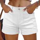 SANMM Jean Shorts Womens Summer Stretchy Denim Casual Hot Short Jorts 2026 (White, XL)