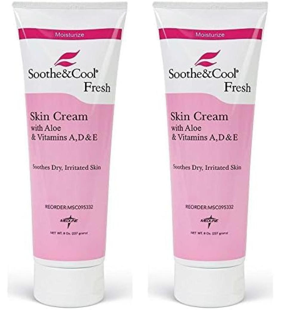 Medline Soothe & Cool Moisturizing Skin Cream with Aloe and Vitamin E Scented 8 oz. Tube (Pack of 2)