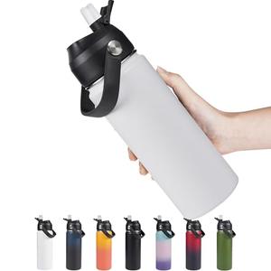 Fijinhom 18oz Insulated Stainless Steel Water Bottle, Wide Mouth Double Wall Vacuum, Silicone Straw, Sweat & Leak Proof, BPA Free Insulated Water Flask for Travel, Keep Cold 24h Hot 12h, White