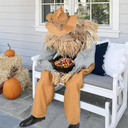 Halloween Decorations- 4Ft Scary Sitting Scarecrow with Spooky Sound Glowing Eyes, Animatronic Scary Props Decor for Home Party Indoor Porch Yard Decoration
