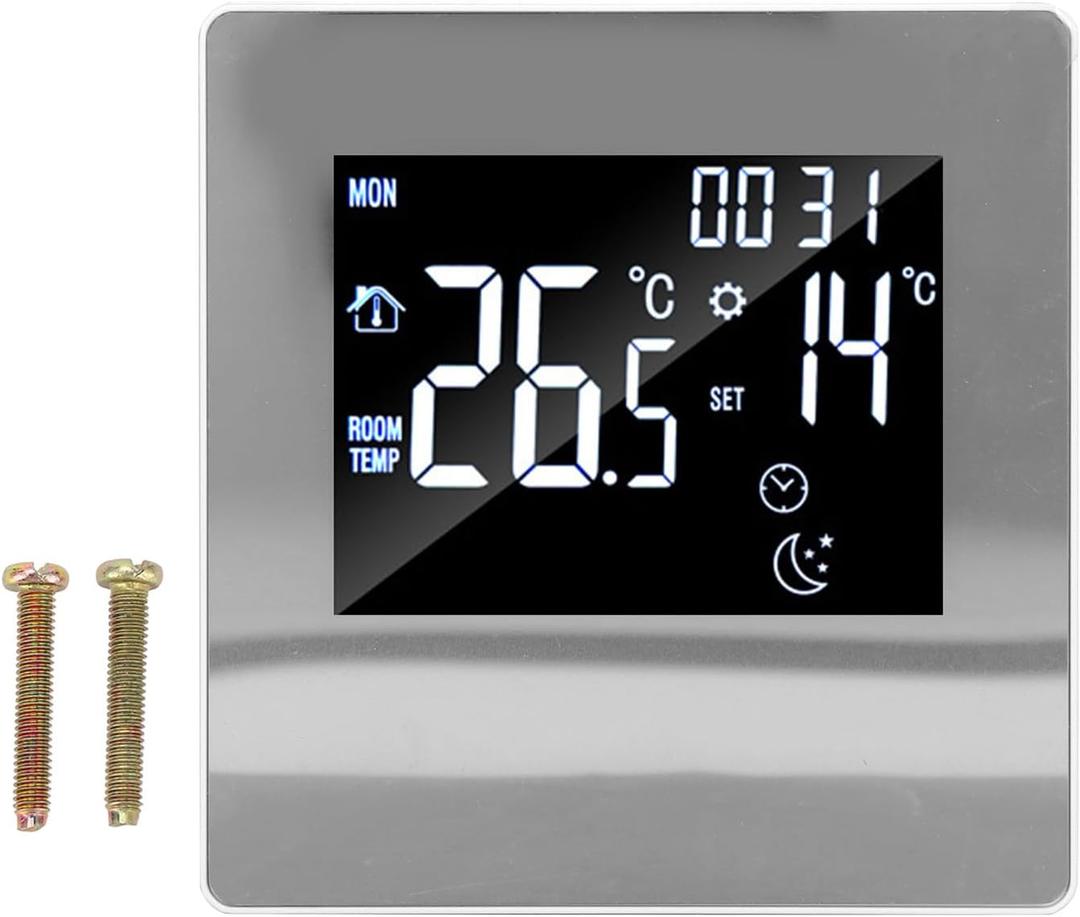 Zerodis Programmable LCD Display Thermostat, 3A Smart Thermostat Water Heating Temperature Control Stylish Appearance for Home Floor Heating (Normal Type)