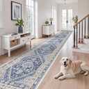 zesthome 3x14 Runner Rug Non Slip,Washable Hallway Runner Rug,Blue