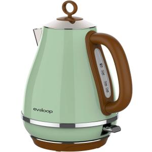 Evoloop 1.7L Electric Kettles, BPA Free Tea Kettle, Hot Water Boiler Heater, Stainless Steel Teapot, Auto Shut-Off & Boil-Dry Protection, 120V/1500W (Glossy green)